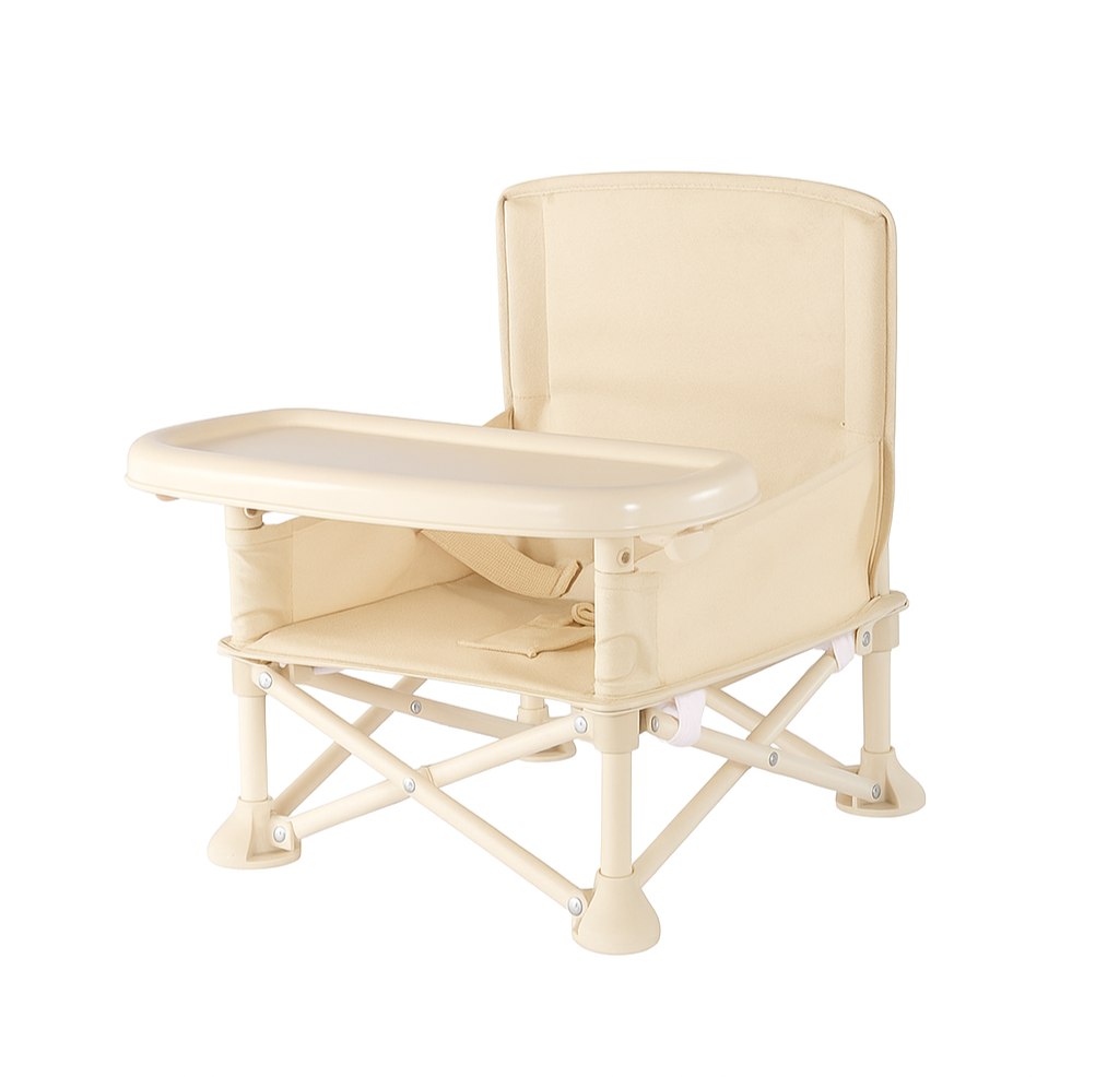 Portable Baby Chair | Camp Chair | Booster Seat With Removable Tray (Beige)