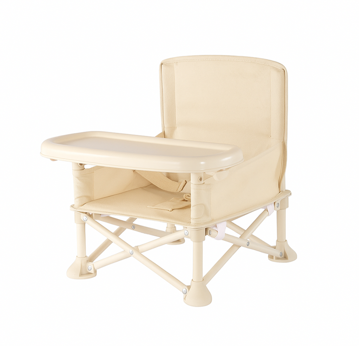 Portable Baby Chair | Camp Chair | Booster Seat With Removable Tray (Beige)