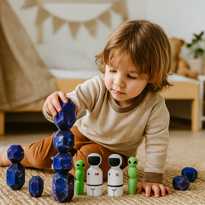 Stacking Blocks & Peg Doll Set | Galaxy | Set of 20