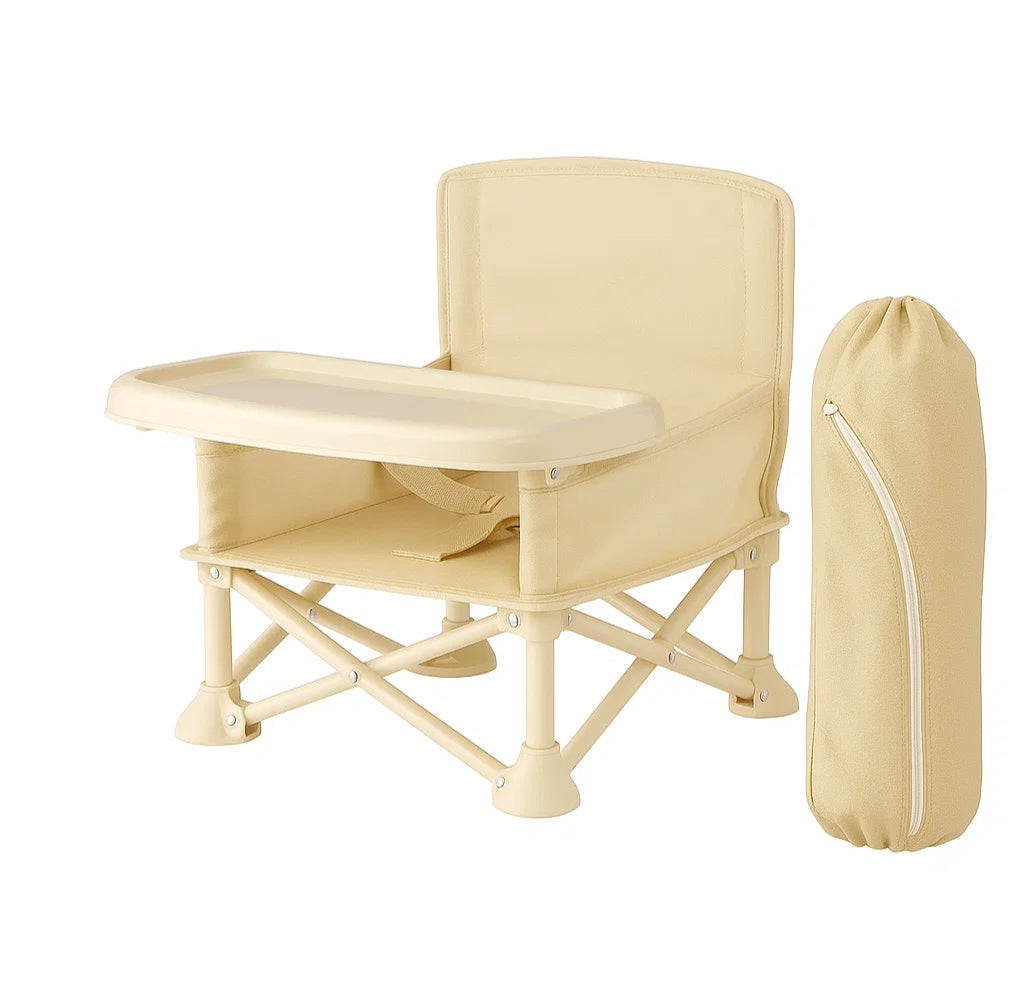 Portable Baby Chair | Camp Chair | Booster Seat With Removable Tray (Beige)
