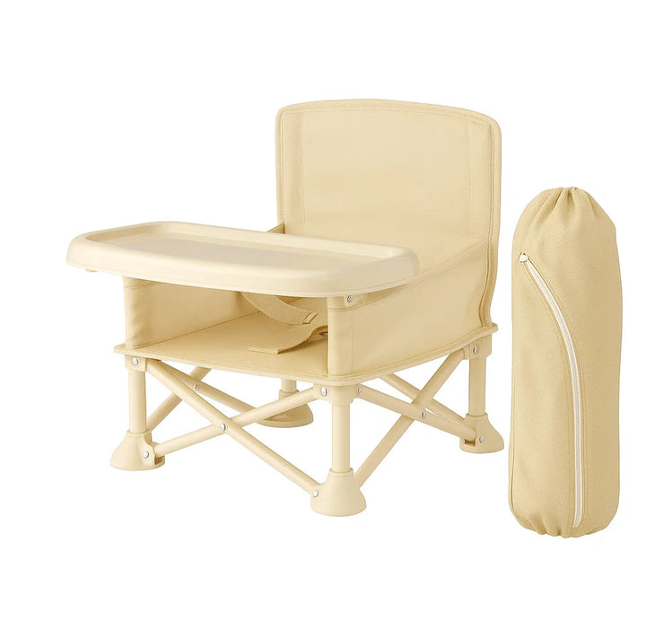Portable Baby Chair | Camp Chair | Booster Seat With Removable Tray (Beige)