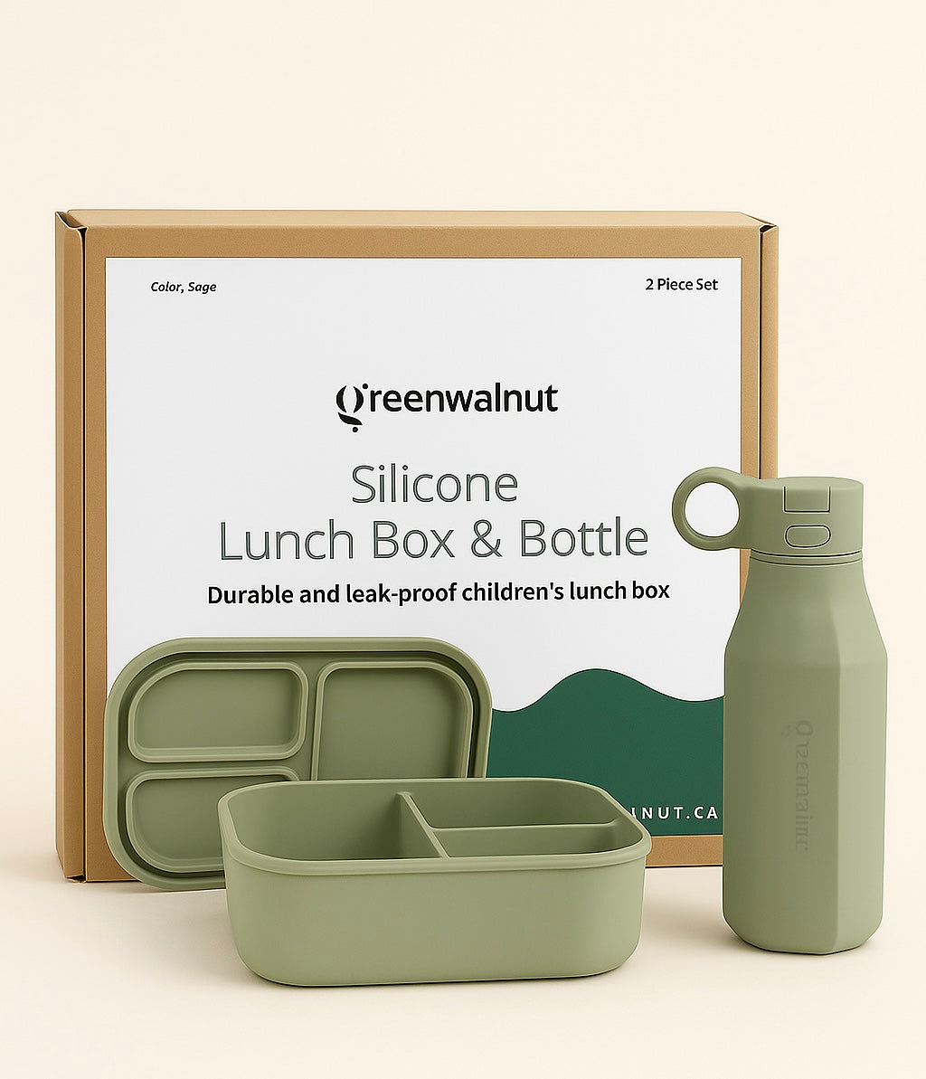 Premium Food-Grade Silicone Leak Proof Lunch Box & Water Bottle Set – Safe, Durable, and Baby Kid Friendly