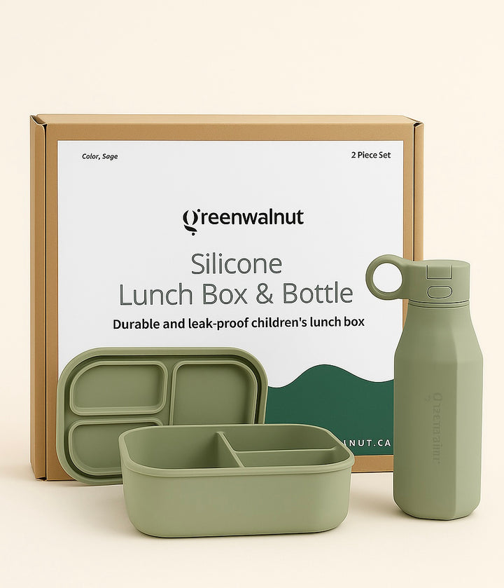 Premium Food-Grade Silicone Leak Proof Lunch Box & Water Bottle Set – Safe, Durable, and Baby Kid Friendly