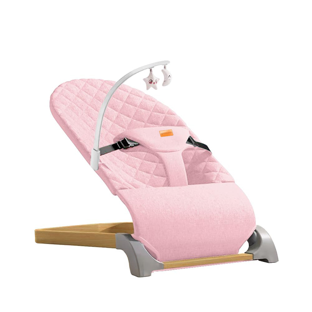 Ergonomic Quilted Baby Bouncer Rocker with Removable Toy Bar