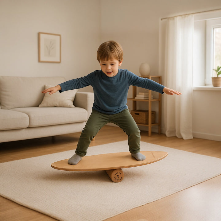 Wooden Balance Board | Surfing Balance Board with Cork Roller