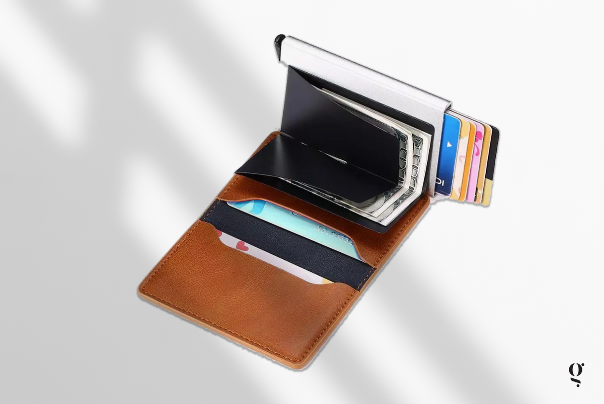 Mens leather credit discount card holder wallet