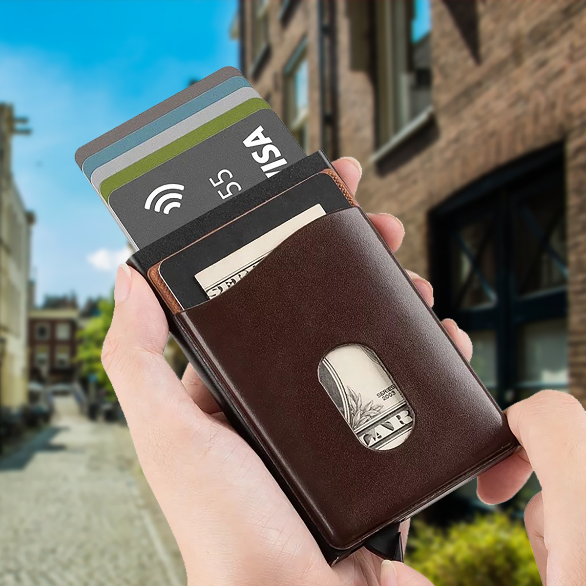 Mens leather credit card best sale holder wallet