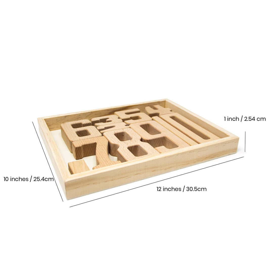 Large Wooden Natural Number Blocks / Digital Number Blocks - Green Walnut Inc.