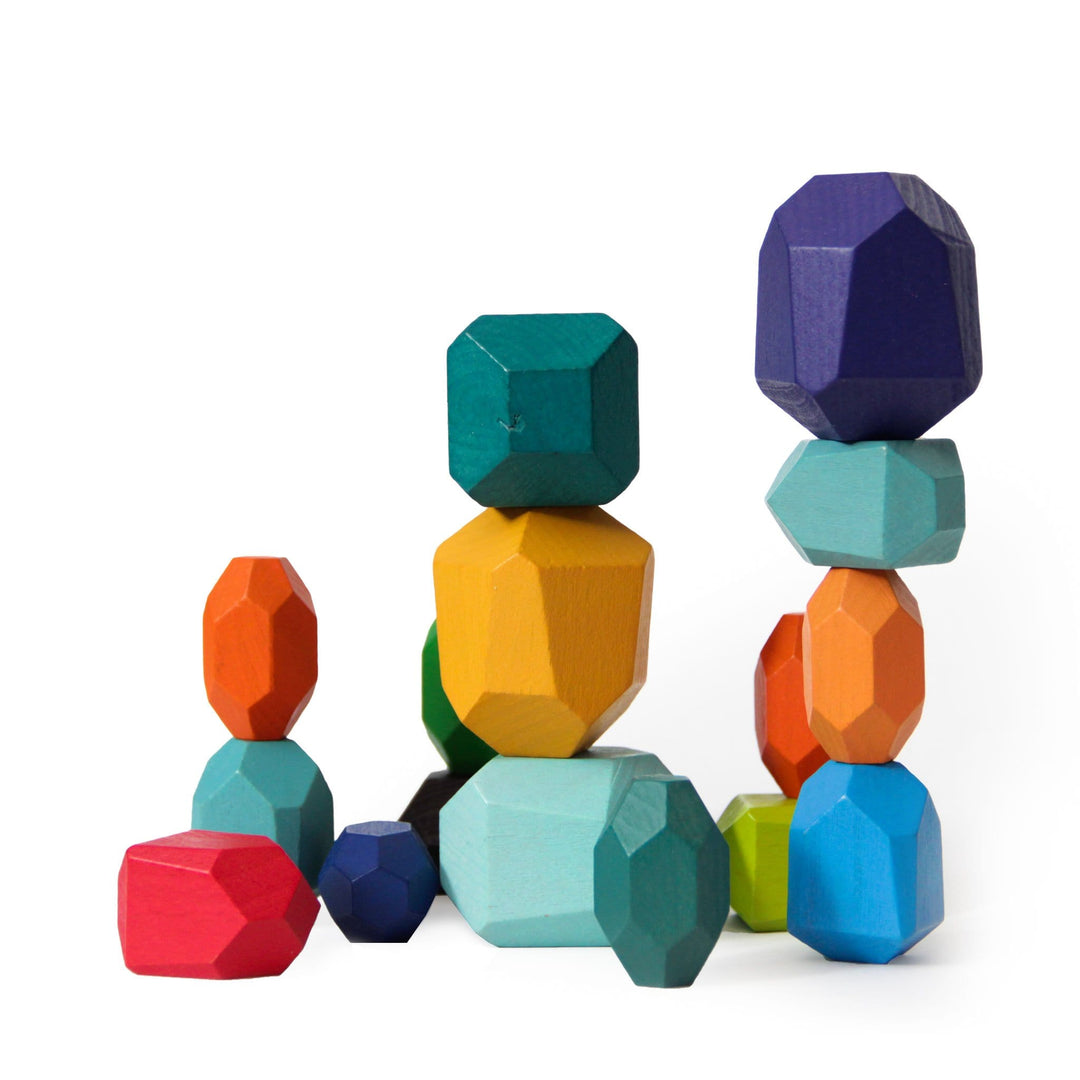 Stacking Blocks | Peacock | Set of 16 - Green Walnut Inc.