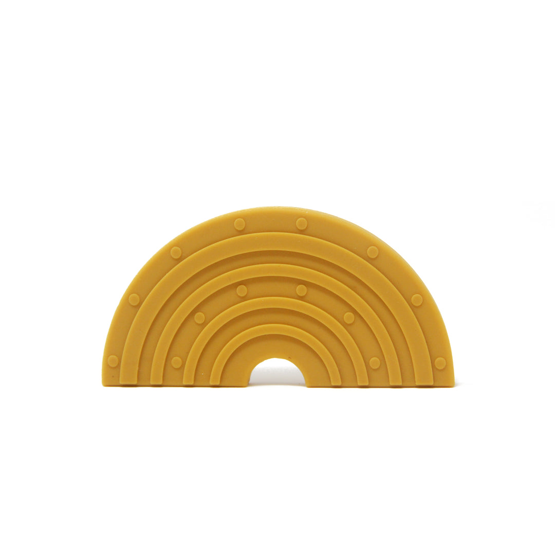 Silicone rainbow teether Yellow Color  for babies and infants for mouthing and teething babies. Relieves gum pains for babies | Green Walnut