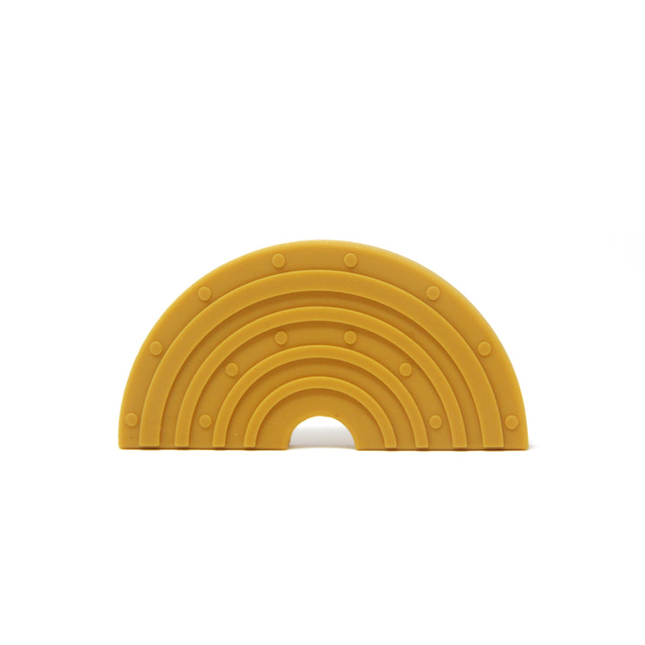 Silicone rainbow teether Yellow Color  for babies and infants for mouthing and teething babies. Relieves gum pains for babies | Green Walnut