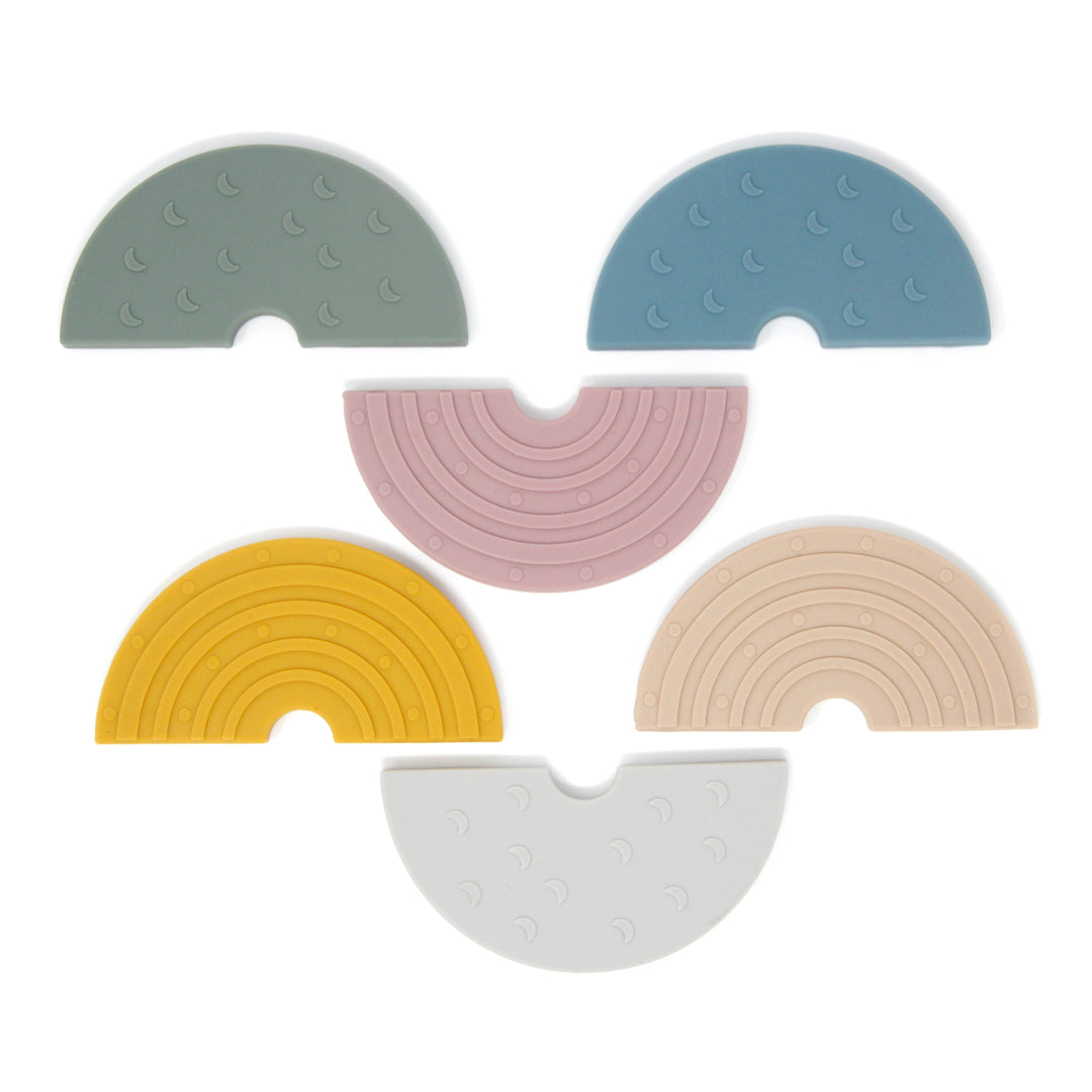 Silicone rainbow teethers for babies and infants for mouthing and teething babies. Relieves gum pains for babies | Green Walnut