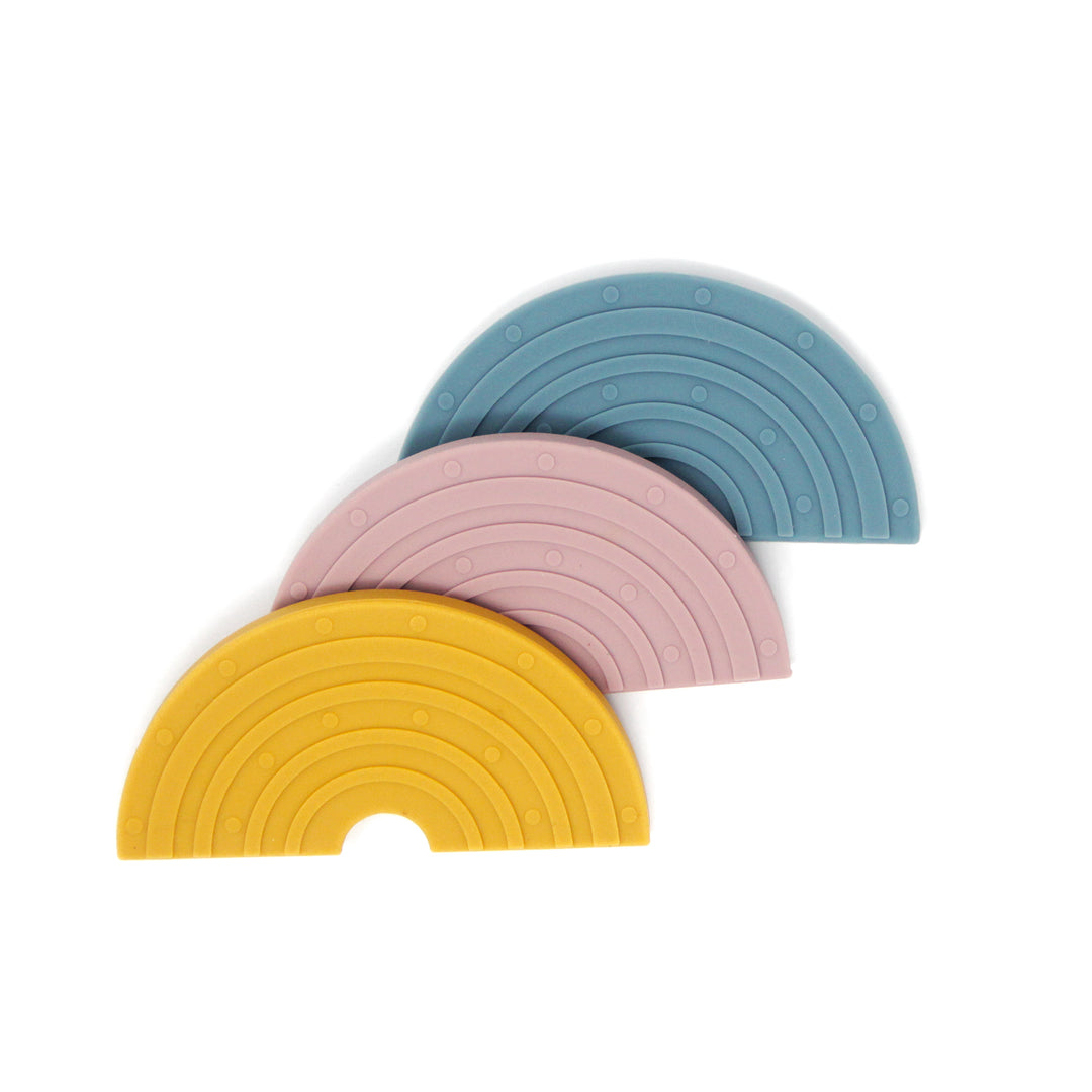 Silicone rainbow teethers for babies and infants for mouthing and teething babies. Relieves gum pains for babies | Green Walnut