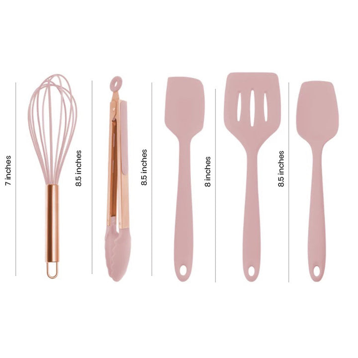 5 Piece Mini Silicone Kitchen Utensils Set - Green Walnut Inc.