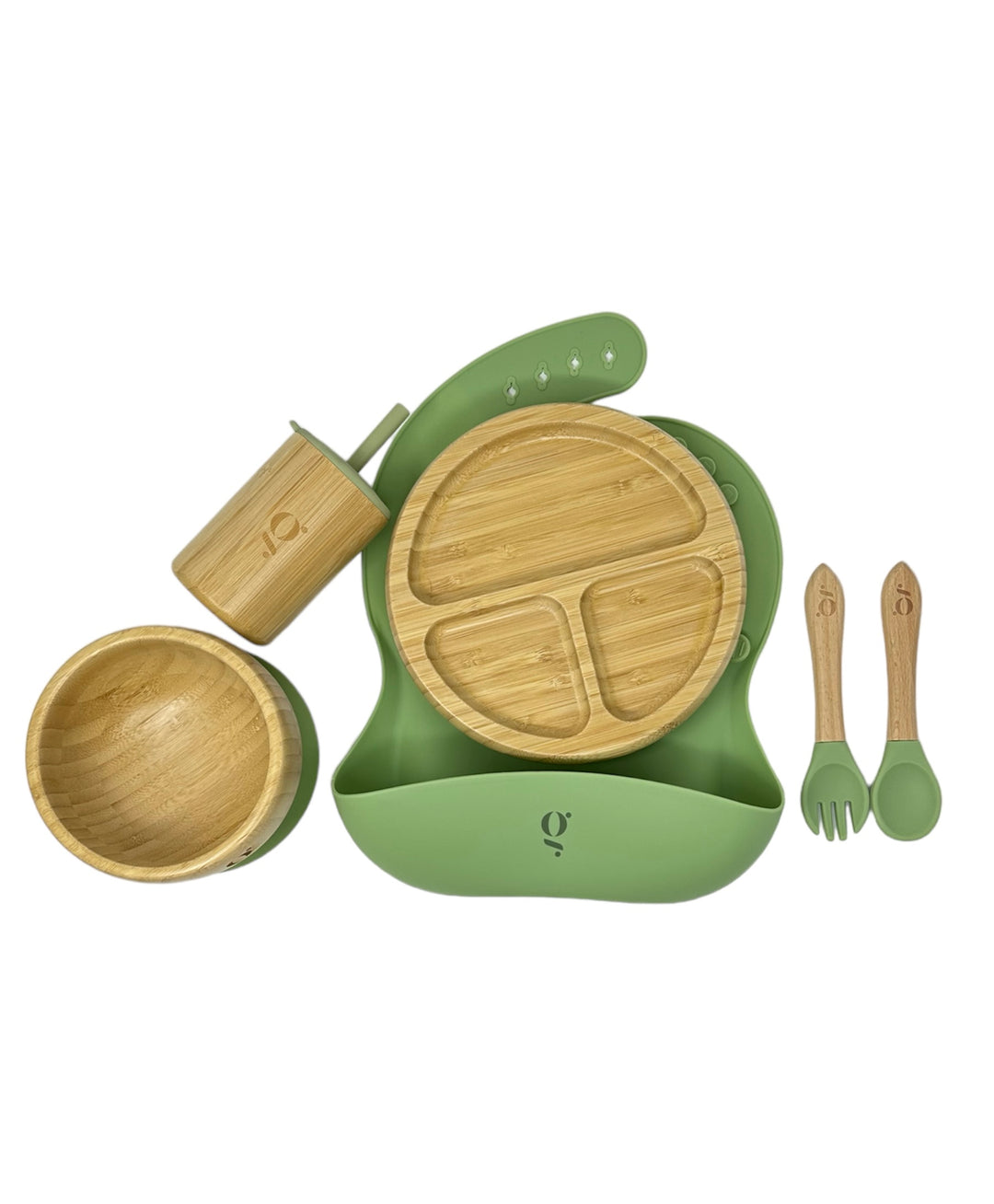 Baby / Toddler Bamboo Dinnerware With Suction Set of 6 Pieces - Green Walnut Inc.