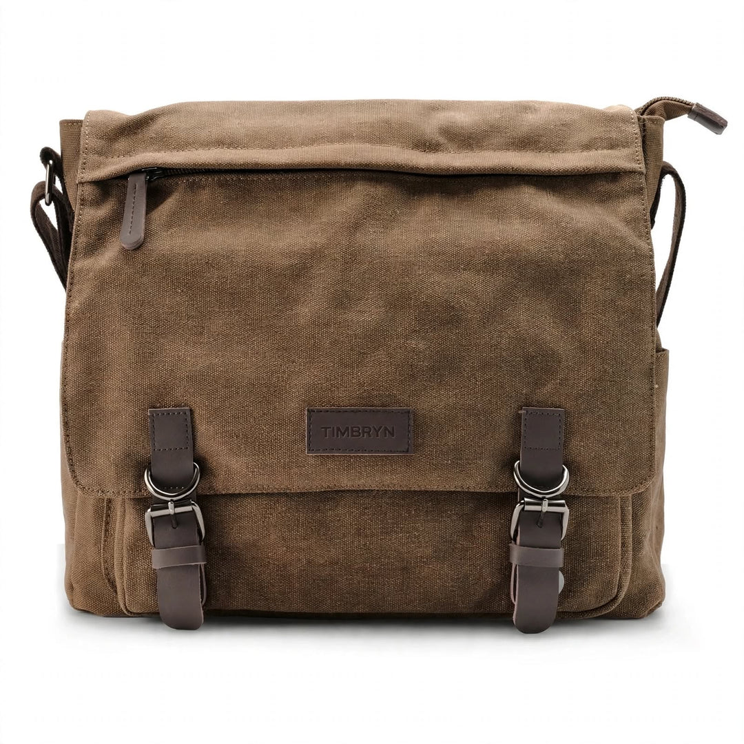 Premium Canvas & Leather Messenger Bag  | Vintage Crossbody Satchel
