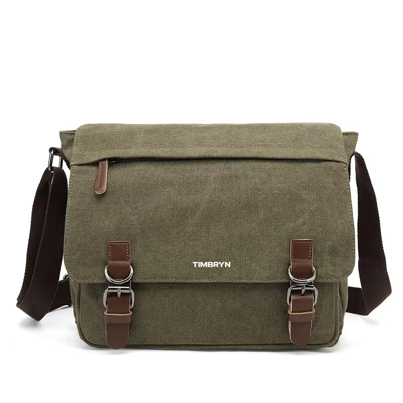Premium Canvas & Leather Messenger Bag  | Vintage Crossbody Satchel