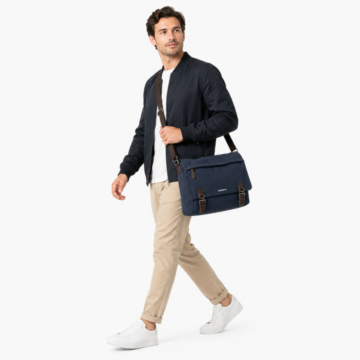 Premium Canvas & Leather Messenger Bag  | Vintage Crossbody Satchel