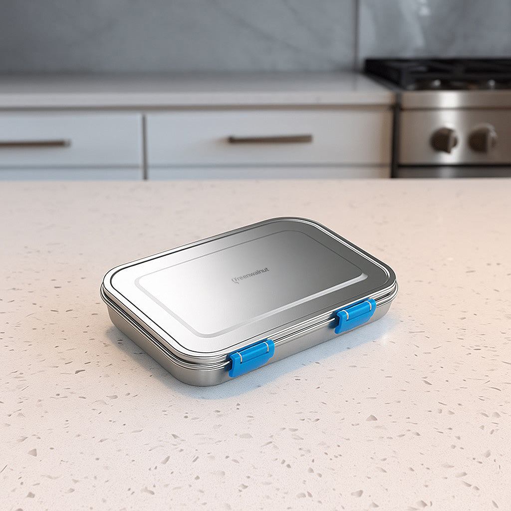Stainless Steel Lunch Box with Leak-Proof Lid – 3-Compartment Food Container for Kids & Adults | BPA-Free, Durable & Easy to Clean