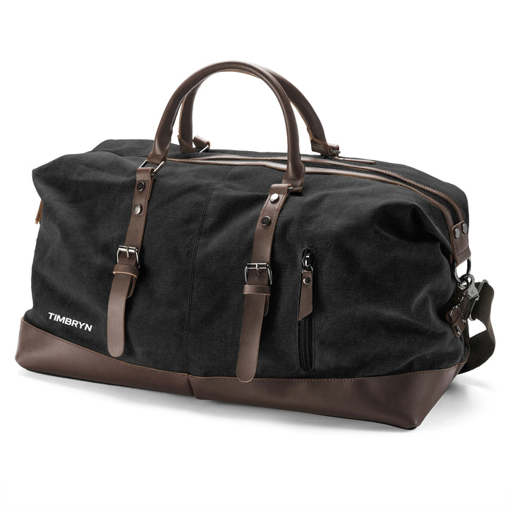 Large Canvas & PU Leather Weekend Duffle Bag – Men's Vintage Travel Carry-On