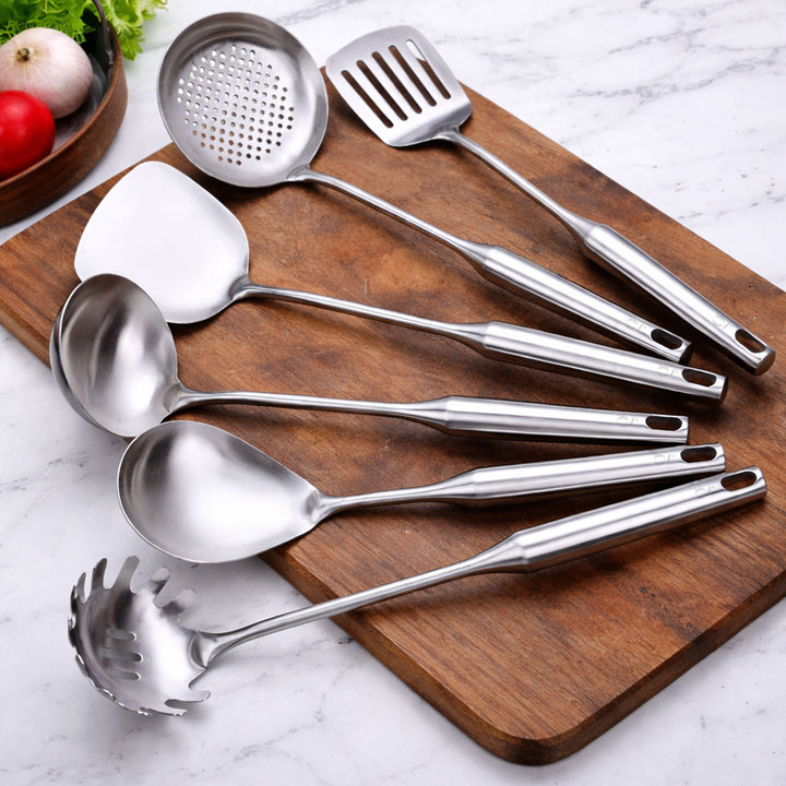 7-Piece Stainless Steel Kitchen Utensil Set with Holder – Durable, Modern Cooking Tools