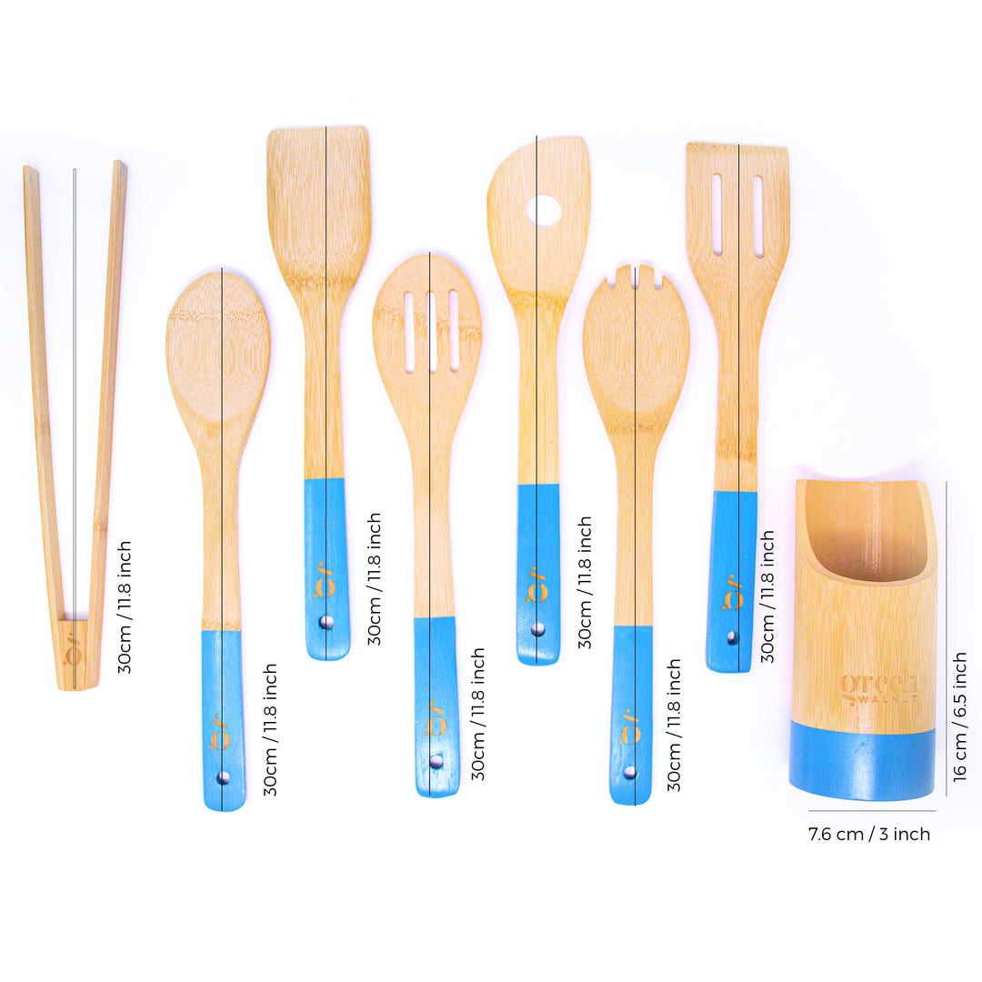 Blue Bamboo KItchen Utensils