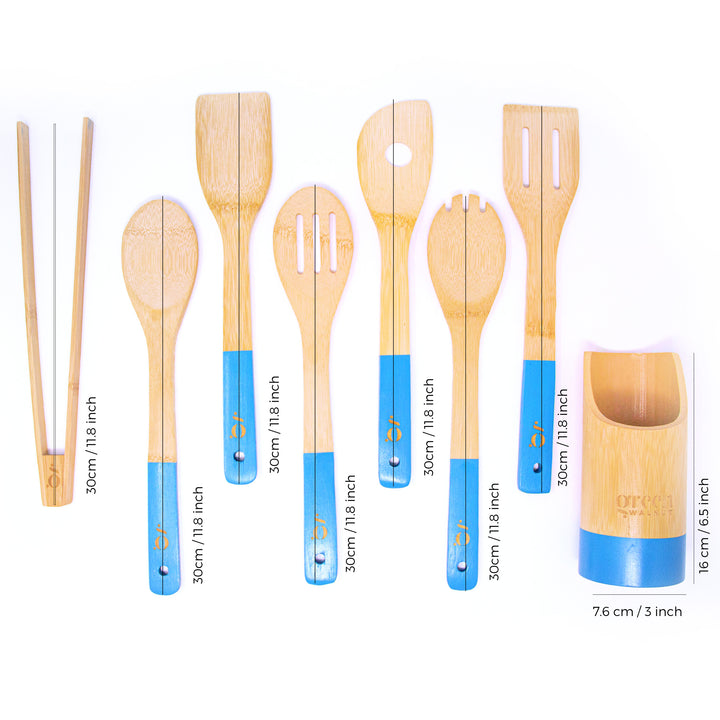 Blue Bamboo KItchen Utensils