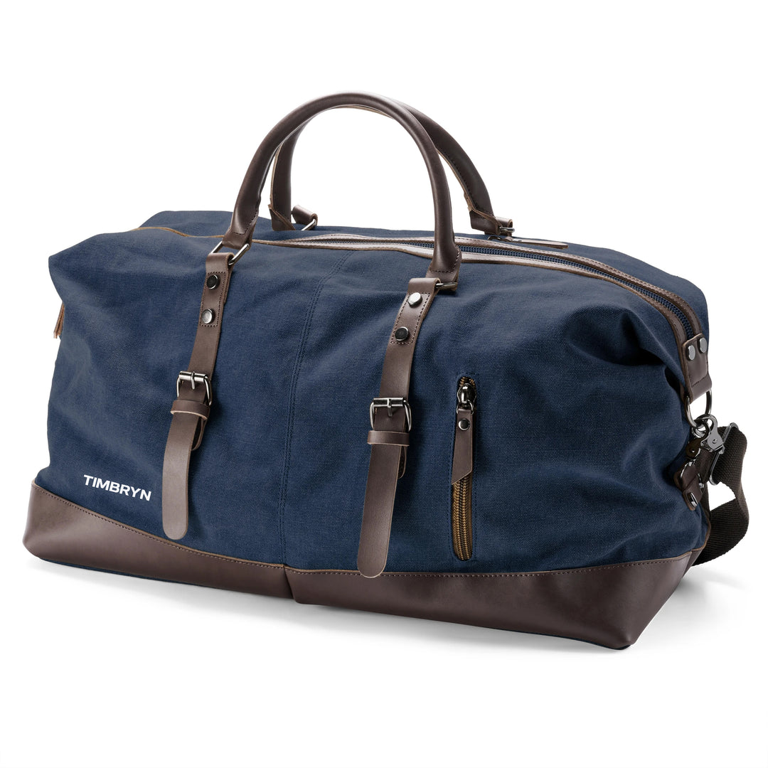 Large Canvas & PU Leather Weekend Duffle Bag – Men's Vintage Travel Carry-On