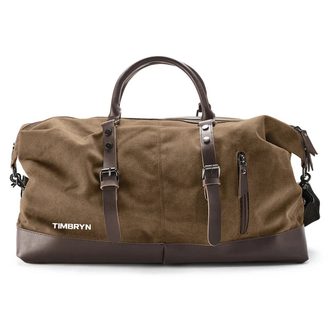 Large Canvas & PU Leather Weekend Duffle Bag – Men's Vintage Travel Carry-On