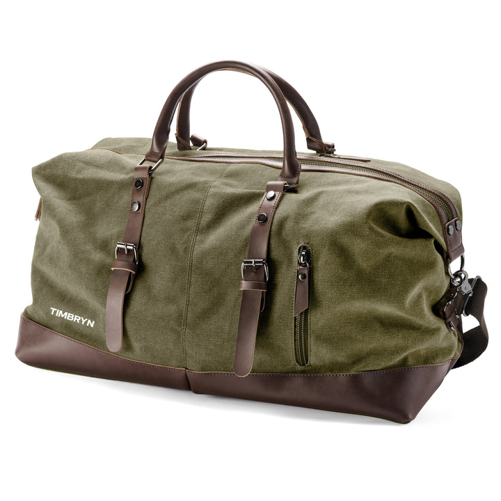 Large Canvas & PU Leather Weekend Duffle Bag – Men's Vintage Travel Carry-On