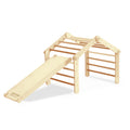Large Convertible Wooden Pikler Triangle Gym With Slide & Ramp | Multifold Climbing Gym - Green Walnut Inc.