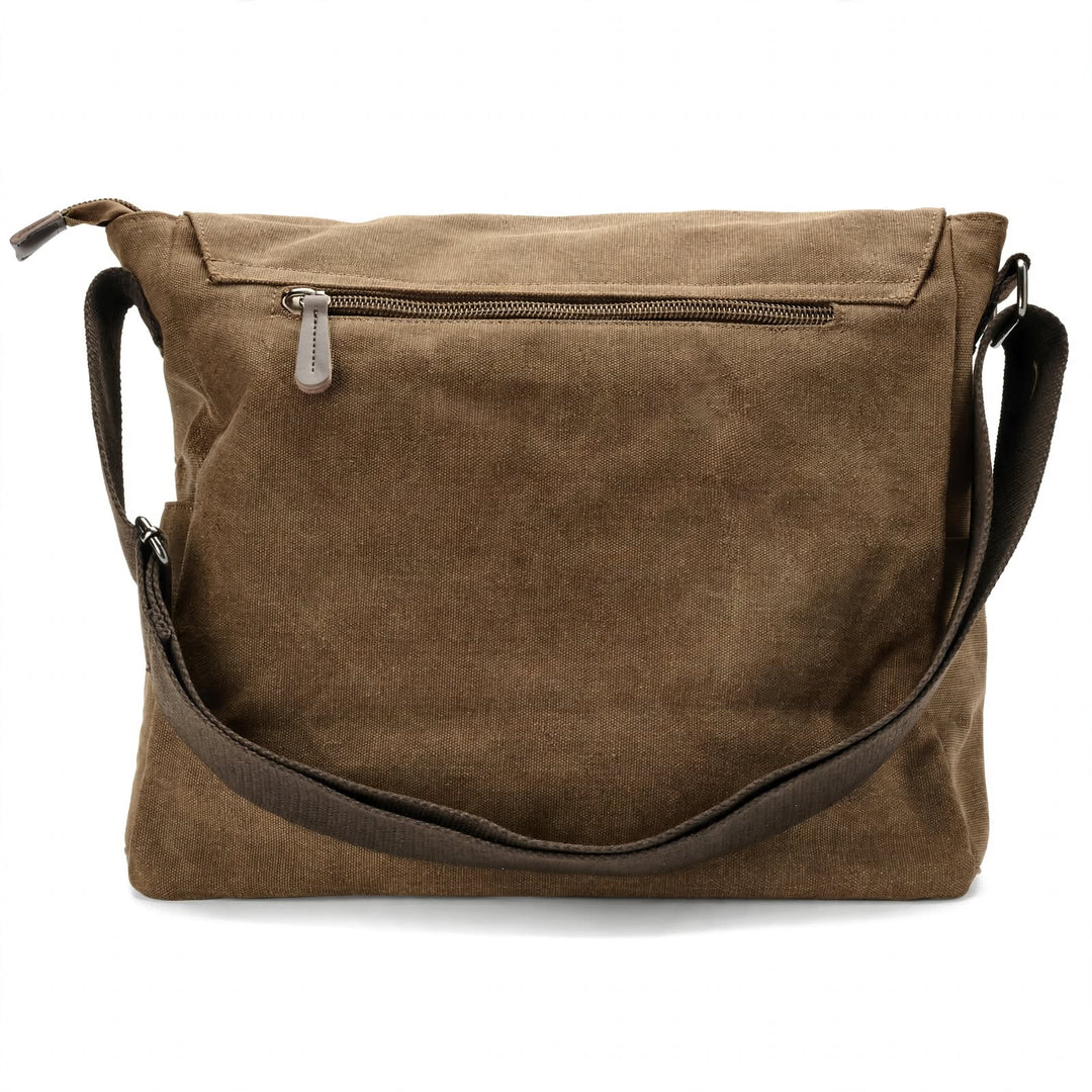 Premium Canvas & Leather Messenger Bag  | Vintage Crossbody Satchel