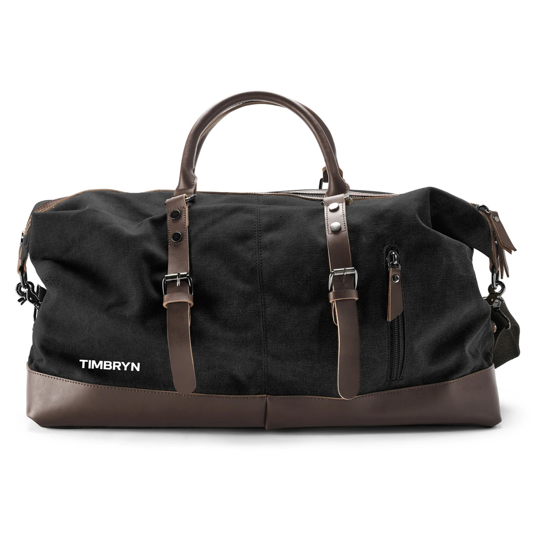 Large Canvas & PU Leather Weekend Duffle Bag – Men's Vintage Travel Carry-On