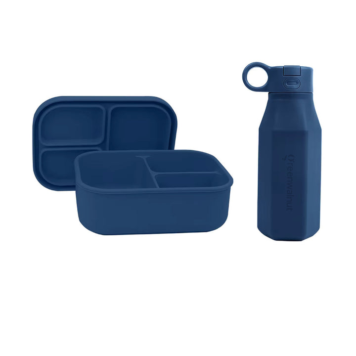 Premium Food-Grade Silicone Leak Proof Lunch Box & Water Bottle Set – Safe, Durable, and Baby Kid Friendly