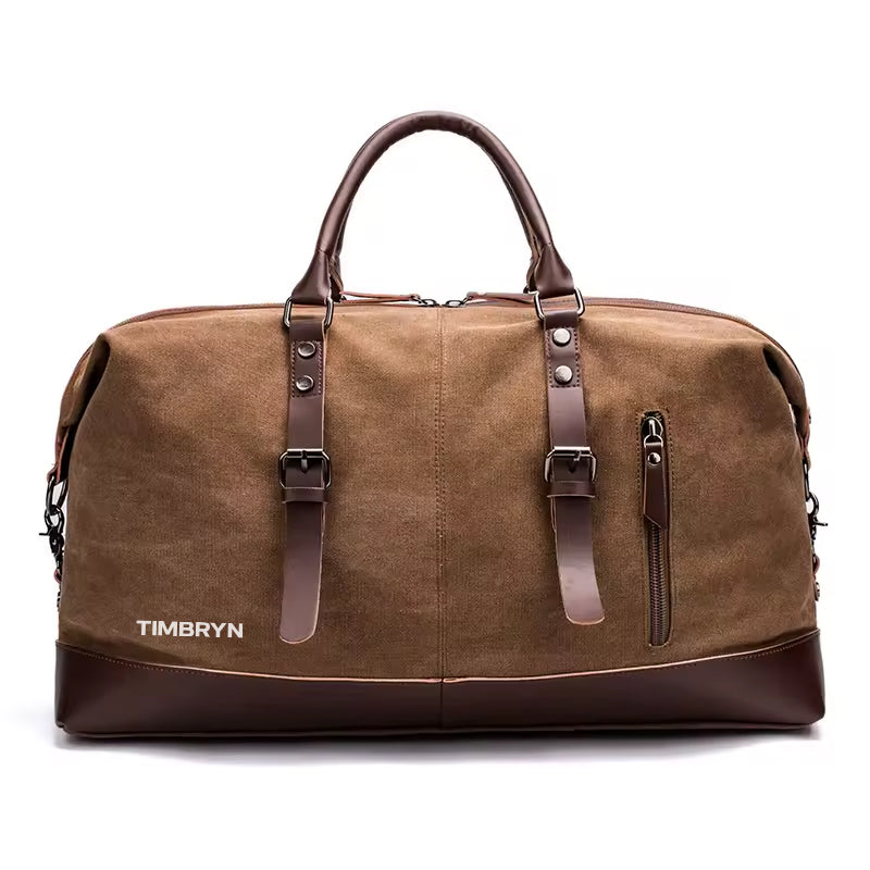 Large Canvas & PU Leather Weekend Duffle Bag – Men's Vintage Travel Carry-On
