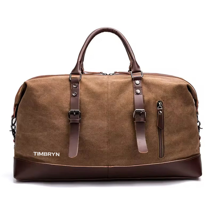 Large Canvas & PU Leather Weekend Duffle Bag – Men's Vintage Travel Carry-On