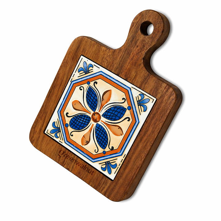 Acacia Wood Heat-Resistant Pot & Cup Trivets with Handcrafted Ceramic Tile Inlay | Wood Coasters | Pot Pad