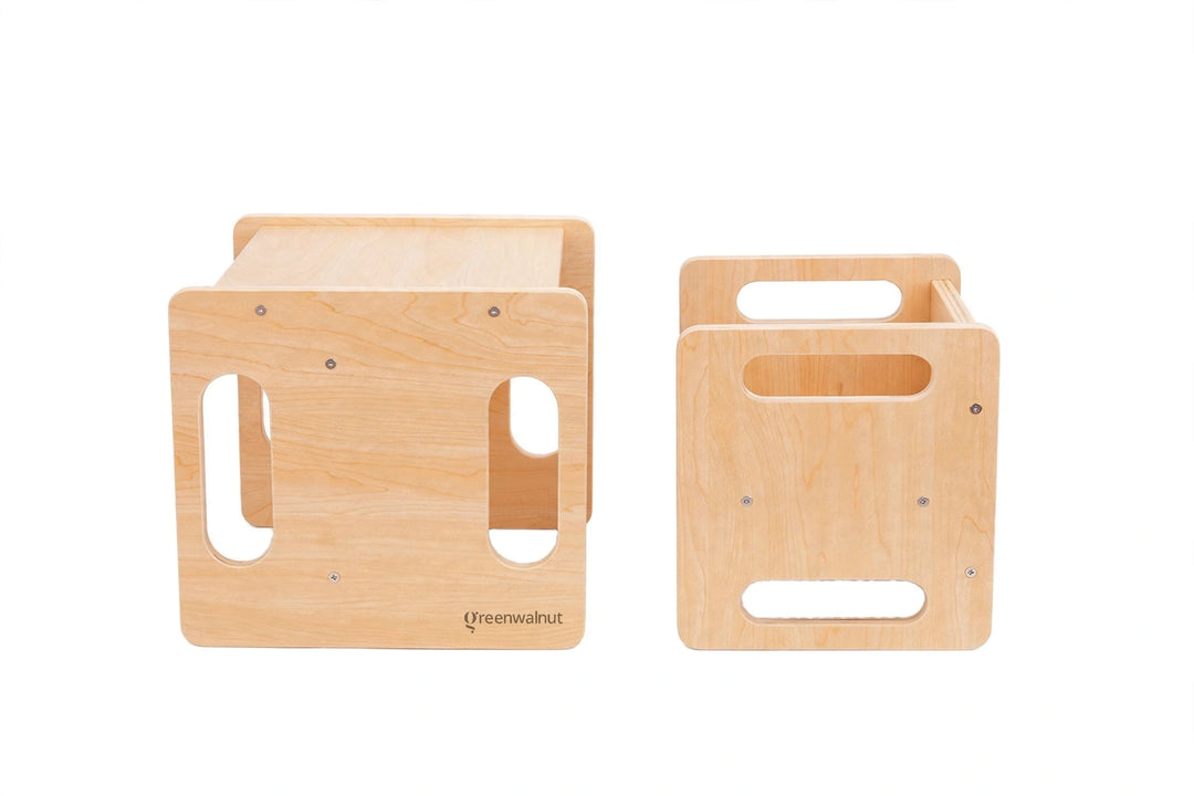 Montessori Wodden Table and Chair Set – Wooden Toddler Furniture, Ages 1-4