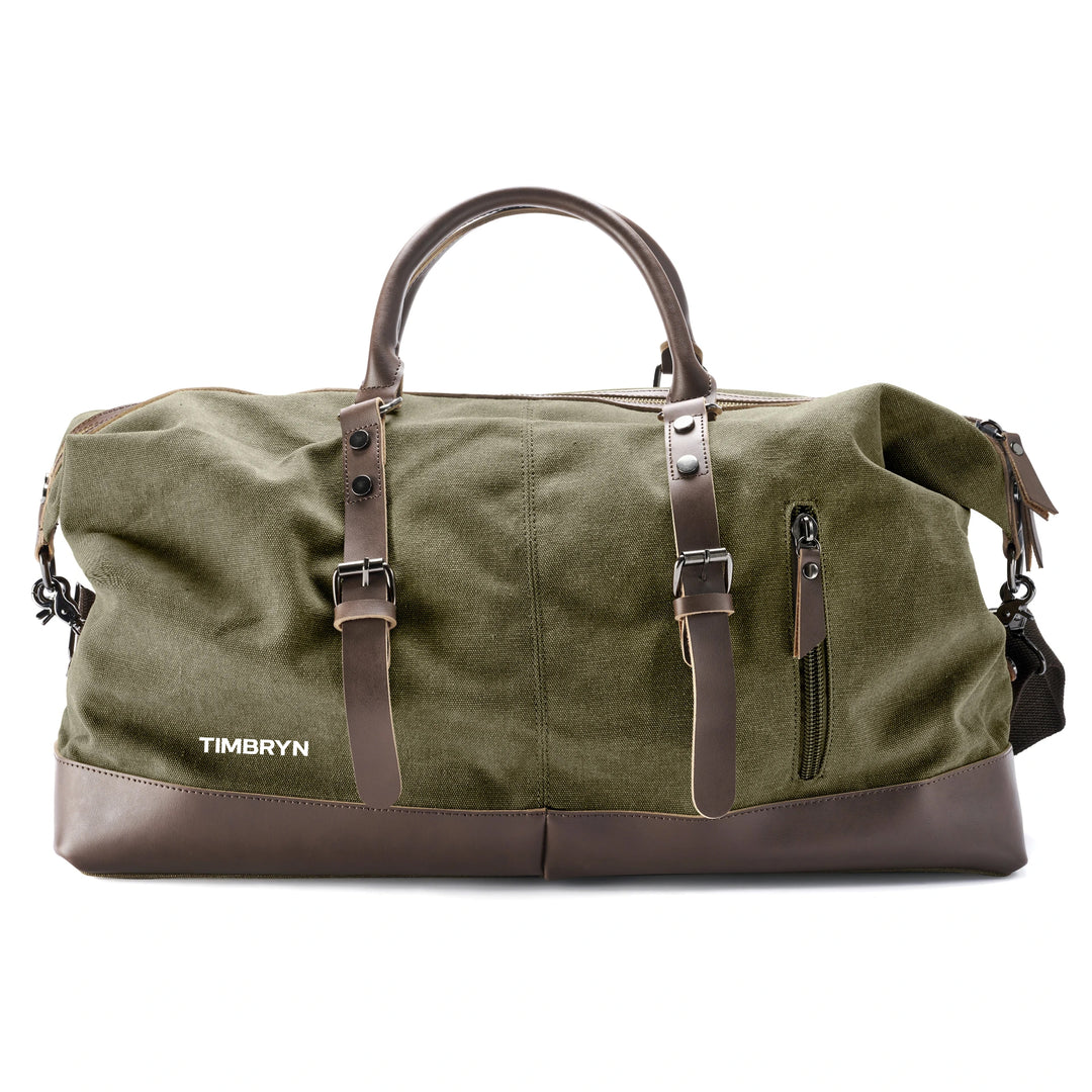 Large Canvas & PU Leather Weekend Duffle Bag – Men's Vintage Travel Carry-On