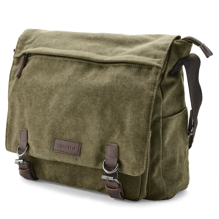 Premium Canvas & Leather Messenger Bag  | Vintage Crossbody Satchel