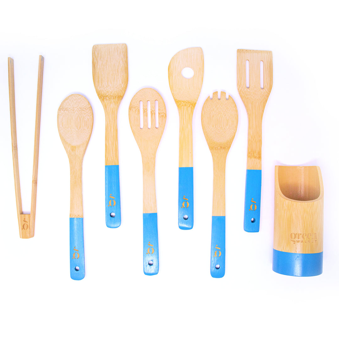 Blue Bamboo KItchen Utensils