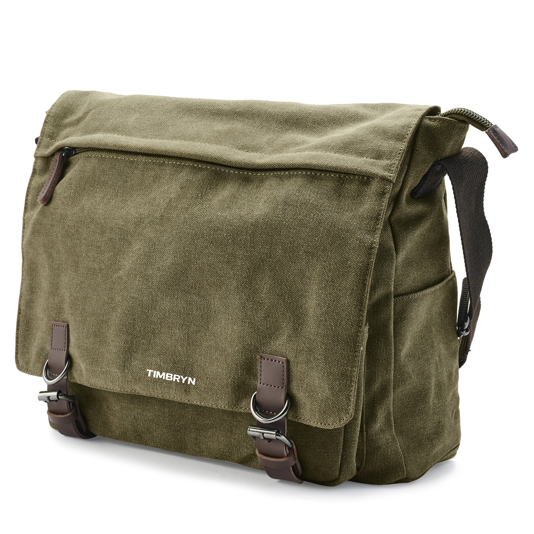 Premium Canvas & Leather Messenger Bag  | Vintage Crossbody Satchel