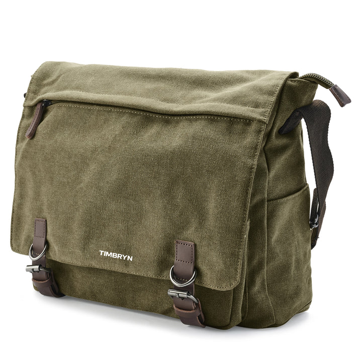 Premium Canvas & Leather Messenger Bag  | Vintage Crossbody Satchel
