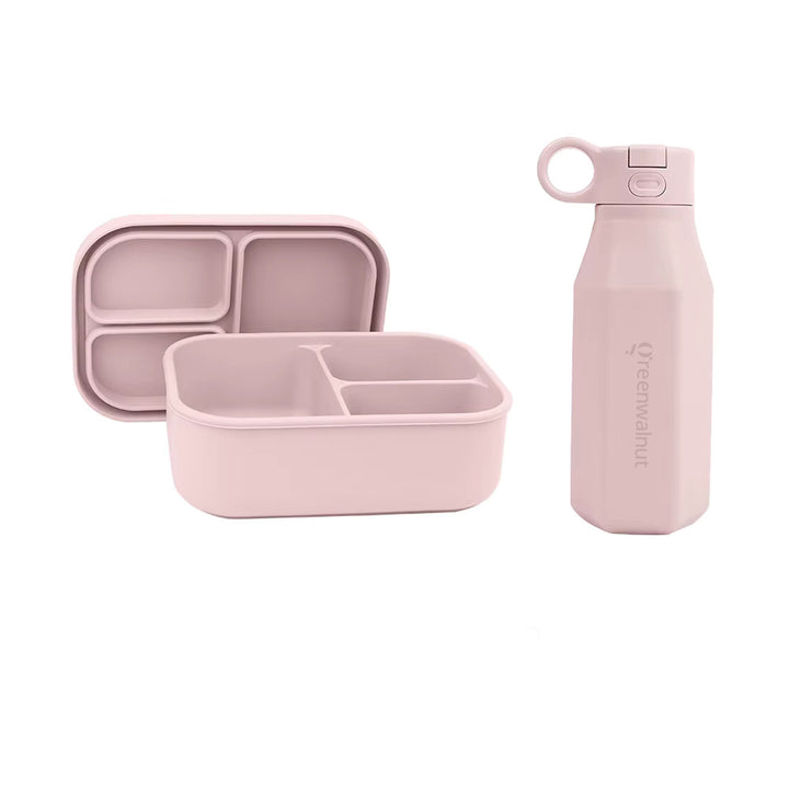 Premium Food-Grade Silicone Leak Proof Lunch Box & Water Bottle Set – Safe, Durable, and Baby Kid Friendly