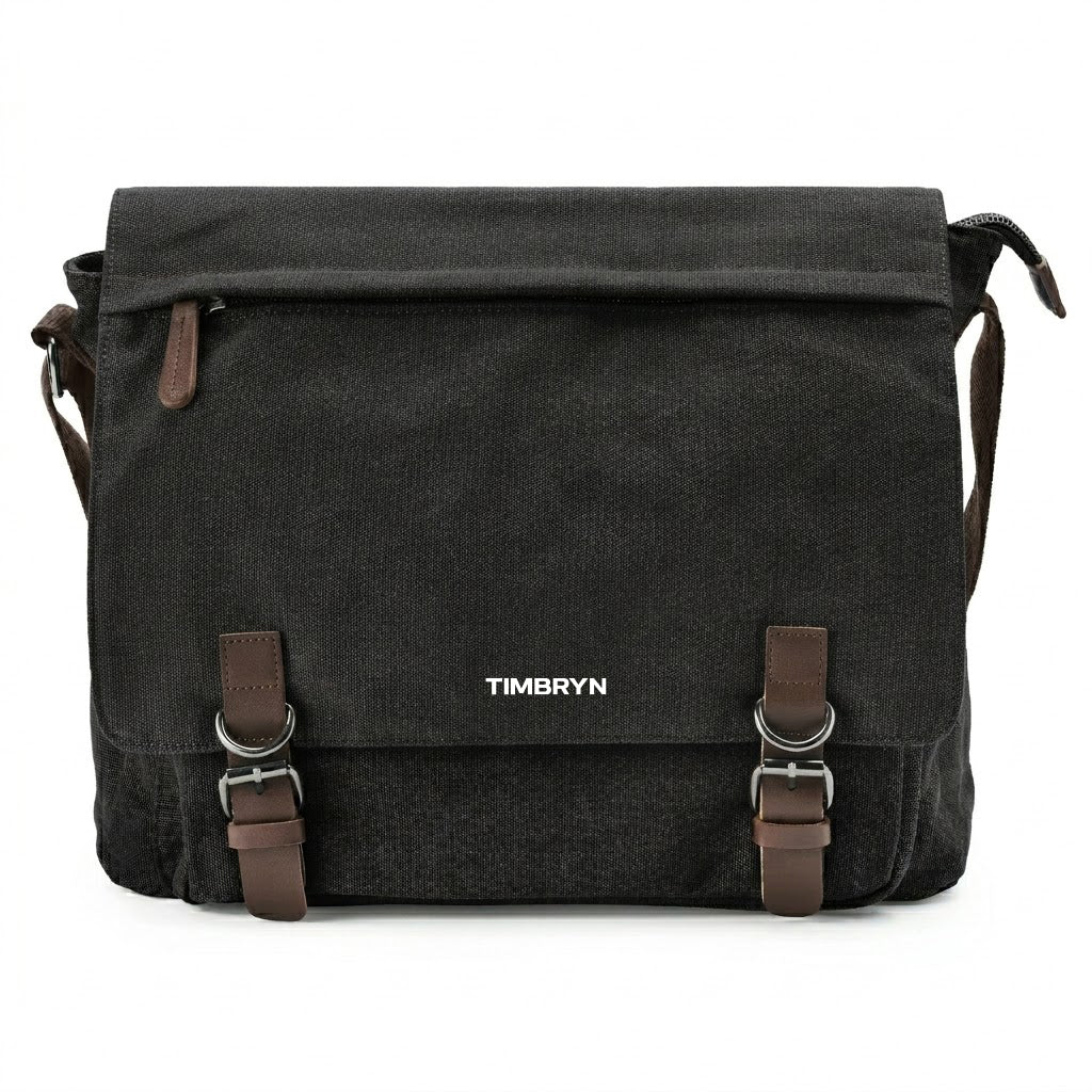 Premium Canvas & Leather Messenger Bag  | Vintage Crossbody Satchel