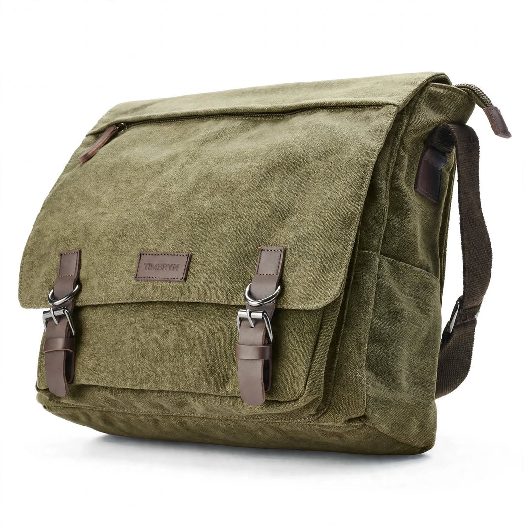 Premium Canvas & Leather Messenger Bag  | Vintage Crossbody Satchel