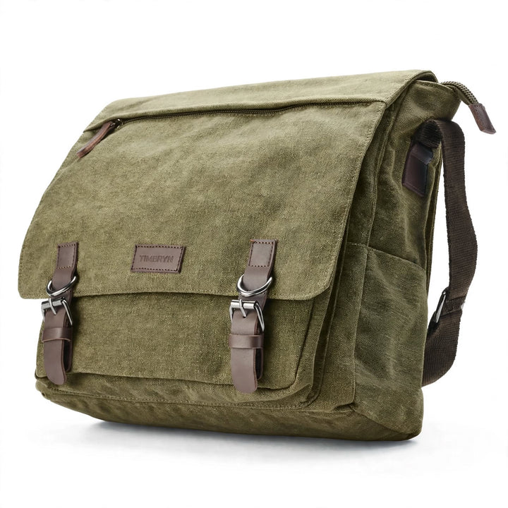 Premium Canvas & Leather Messenger Bag  | Vintage Crossbody Satchel