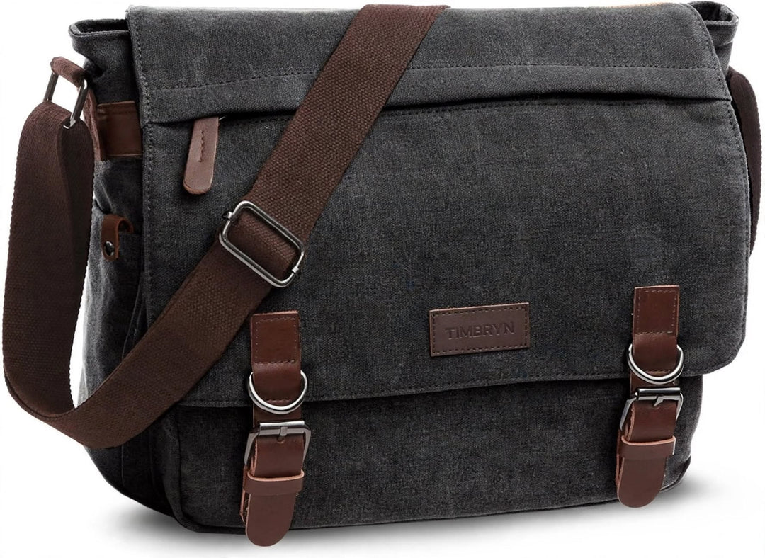 Premium Canvas & Leather Messenger Bag  | Vintage Crossbody Satchel