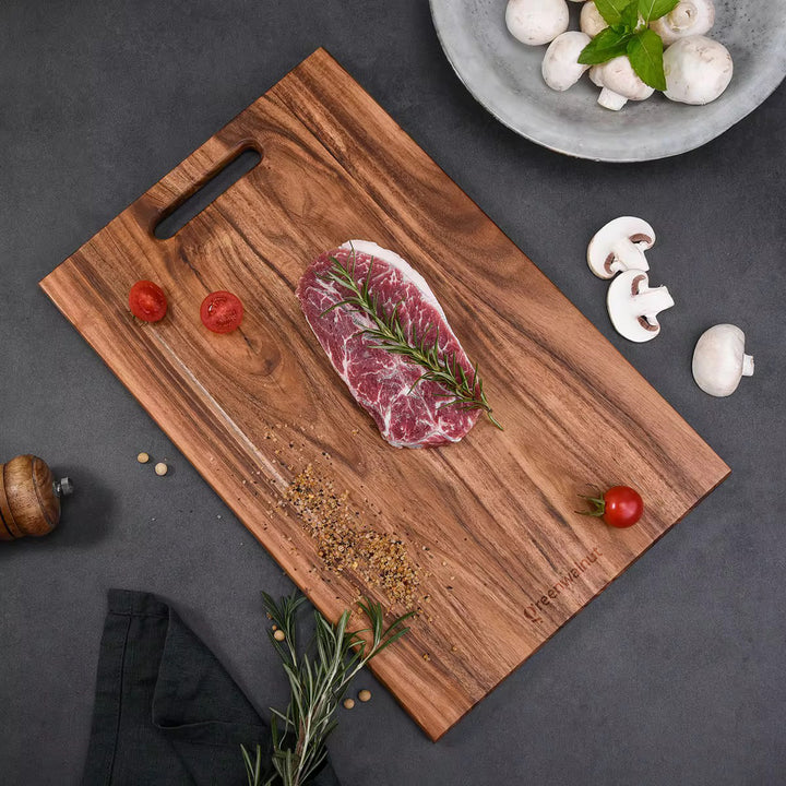 Acacia Wood Cutting Board - Durable, Easy-Clean Chopping Block for Kitchen & Dining