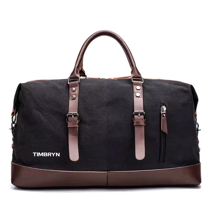 Large Canvas & PU Leather Weekend Duffle Bag – Men's Vintage Travel Carry-On